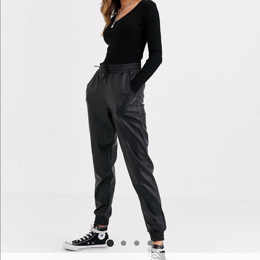 NWT Wednesdays Girl leather look joggers